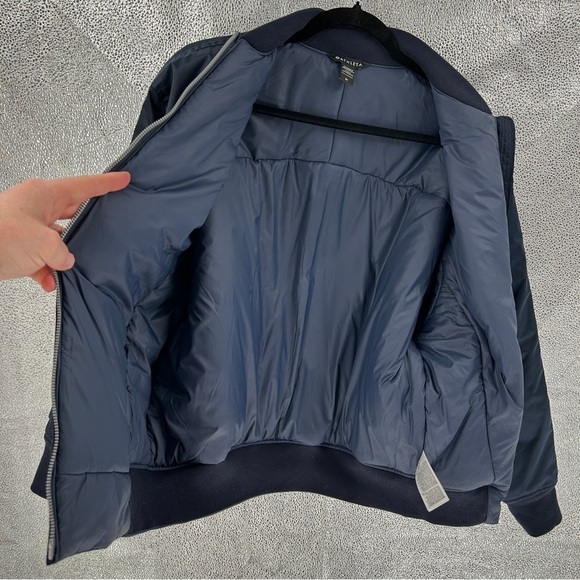 Athleta x Simone Biles Navy Blue Full Zip Sateen Bomber Jacket Size Medium - Picture 7 of 14